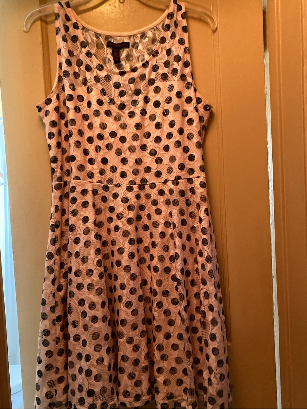 Dress, peach with black polka dots, XL, unworn